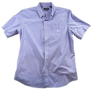 Chaps Mens Shirt Large Purple Check Easy Care Short Sleeve Button-Down